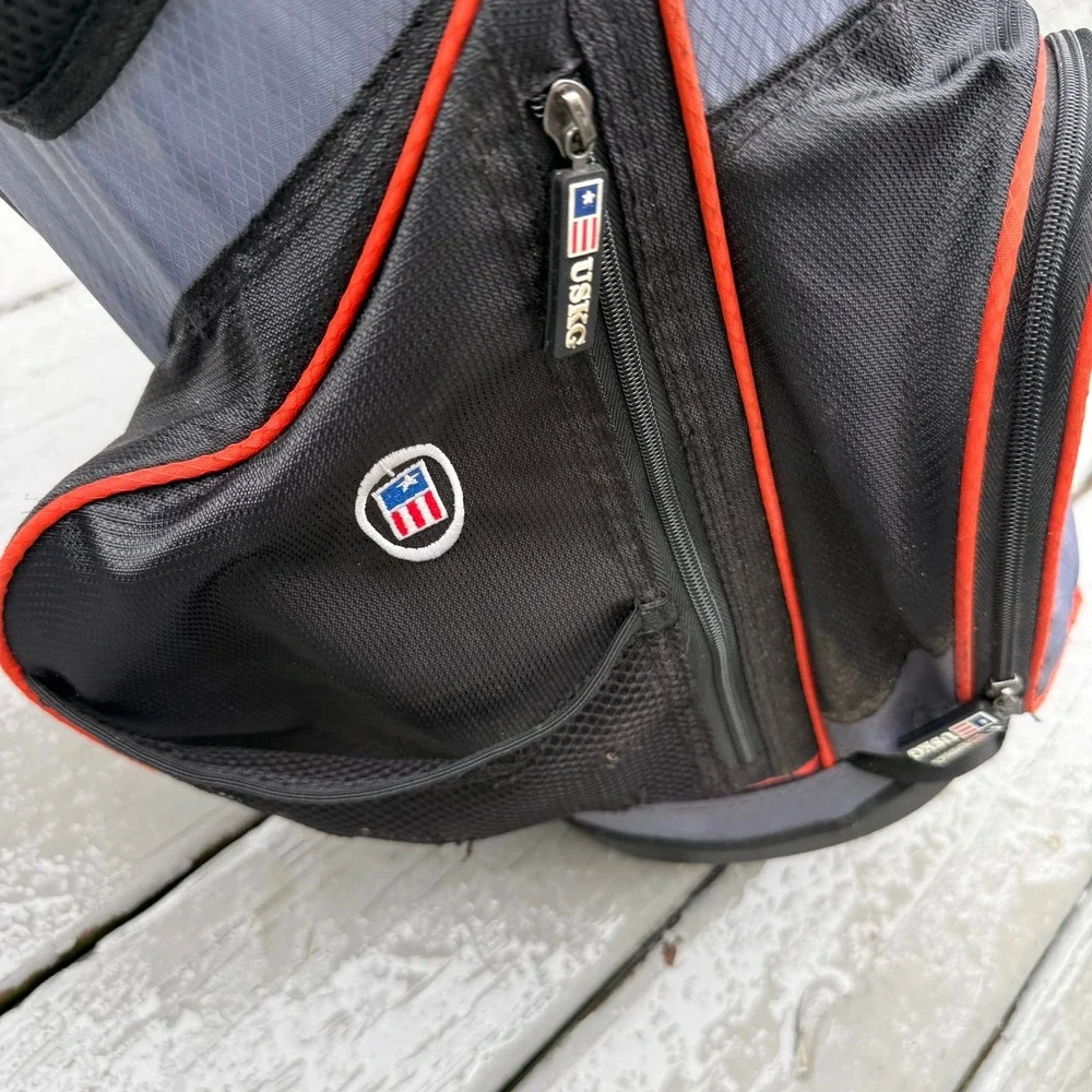 US Kids Golf USKG 51 Junior Stand Bag Grey Black Orange Lightweight Dual Strap